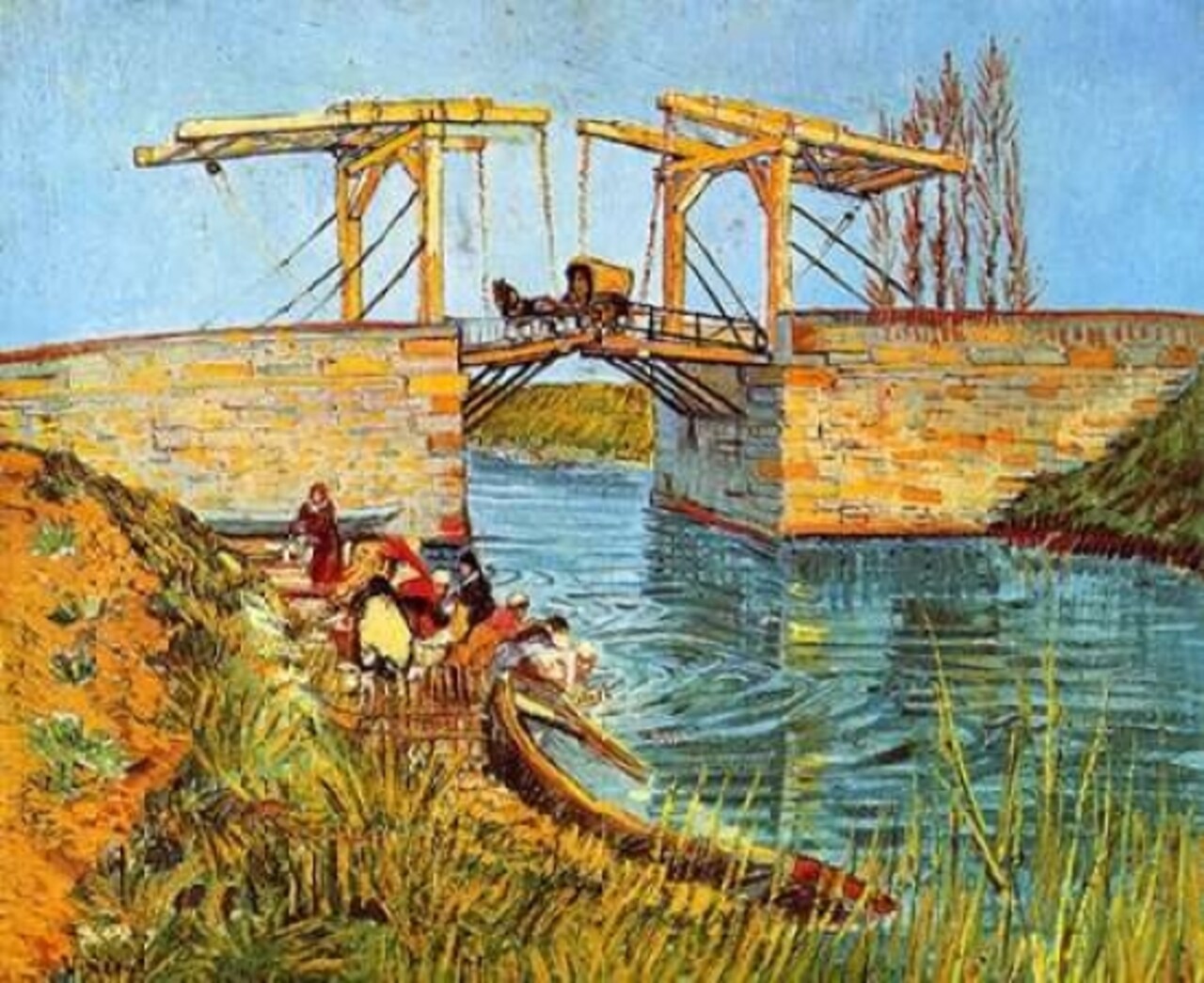 Langlois Bridge Women Washing Poster Print by Vincent Van Gogh - Item # VARPDX374500